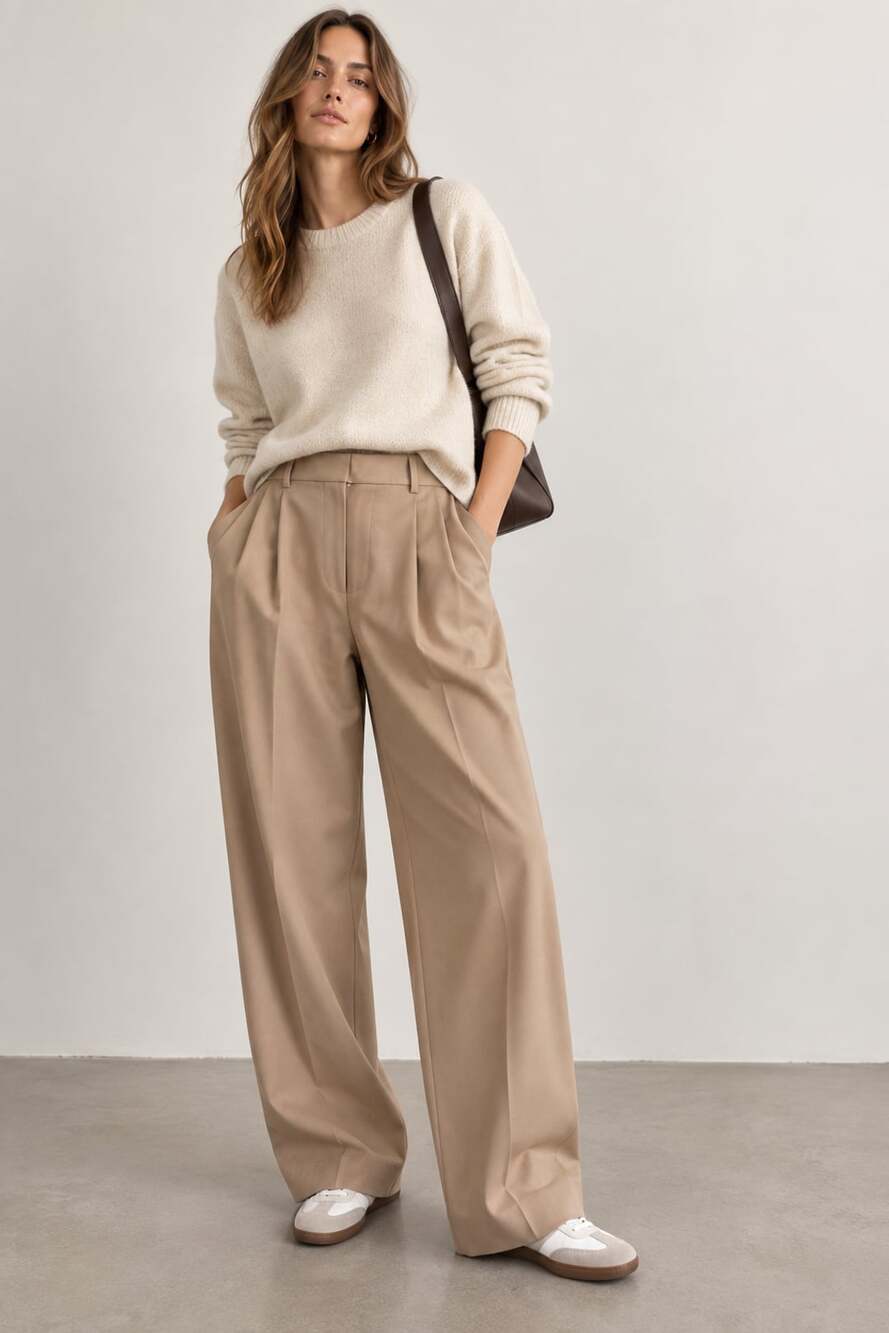 & Other Stories Los Angeles Atelier Pleated Wide Leg Wool Blend Trousers 6